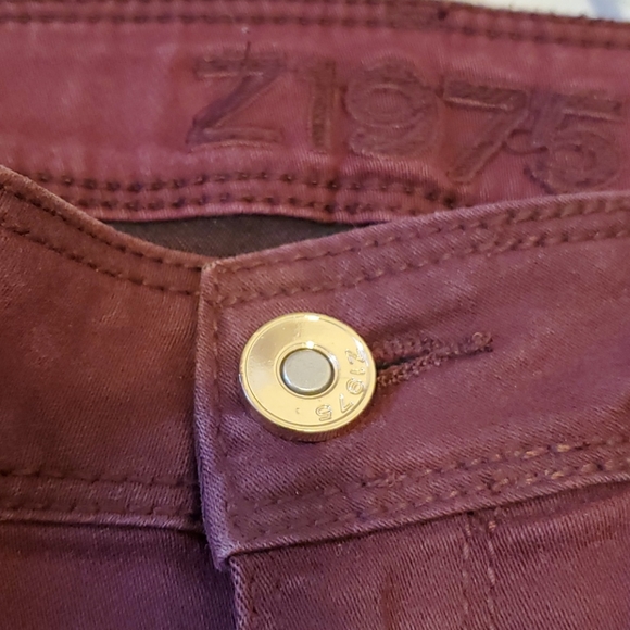 Zara Burgandy Skinny Jeggings W/ Rose Gold Details - Picture 6 of 8